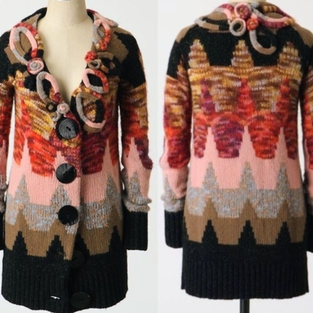 ANTHROPOLOGIE SLEEPING ON SNOW LONG MULTICOLOR CARGIGAN S/M